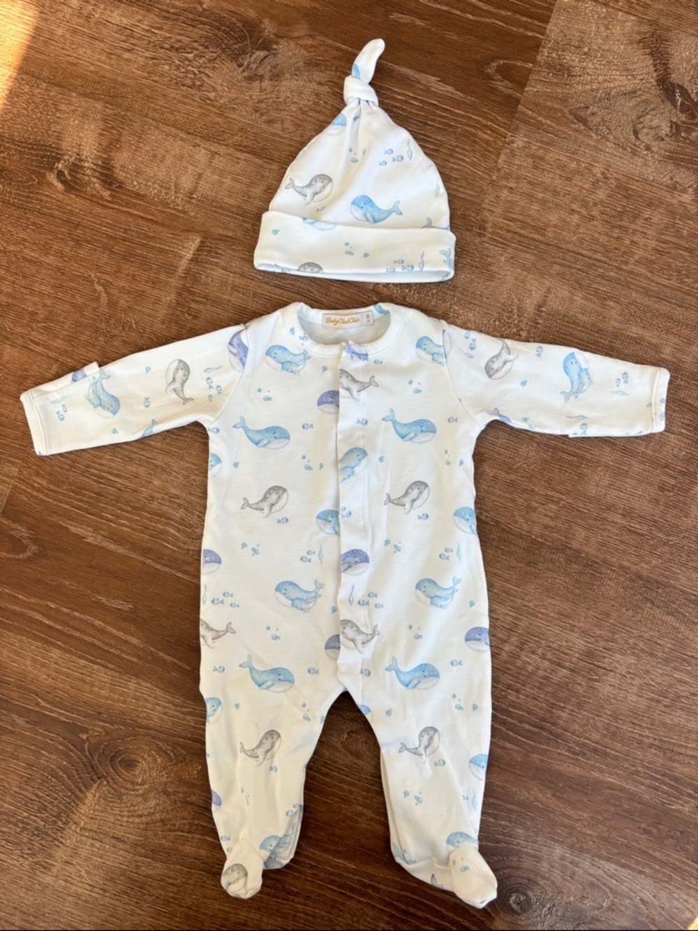 Baby Whale Footie and Matching Hat